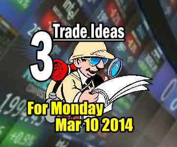 3 Trades Ideas for Monday March 10 2014