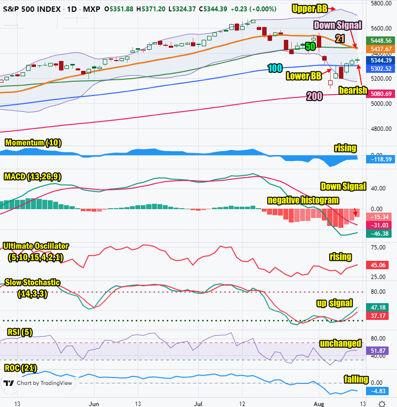 Stock Market Outlook for Tue Aug 13 2024 Dips Likely and Slightly